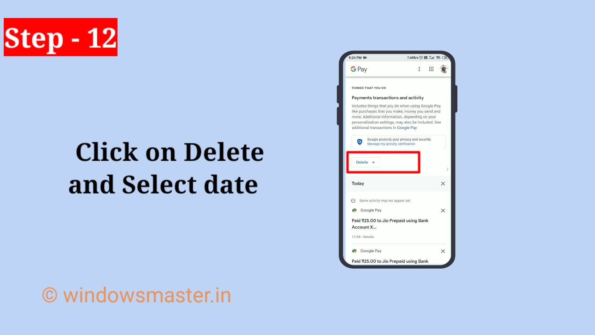 how to clear transaction history in google pay