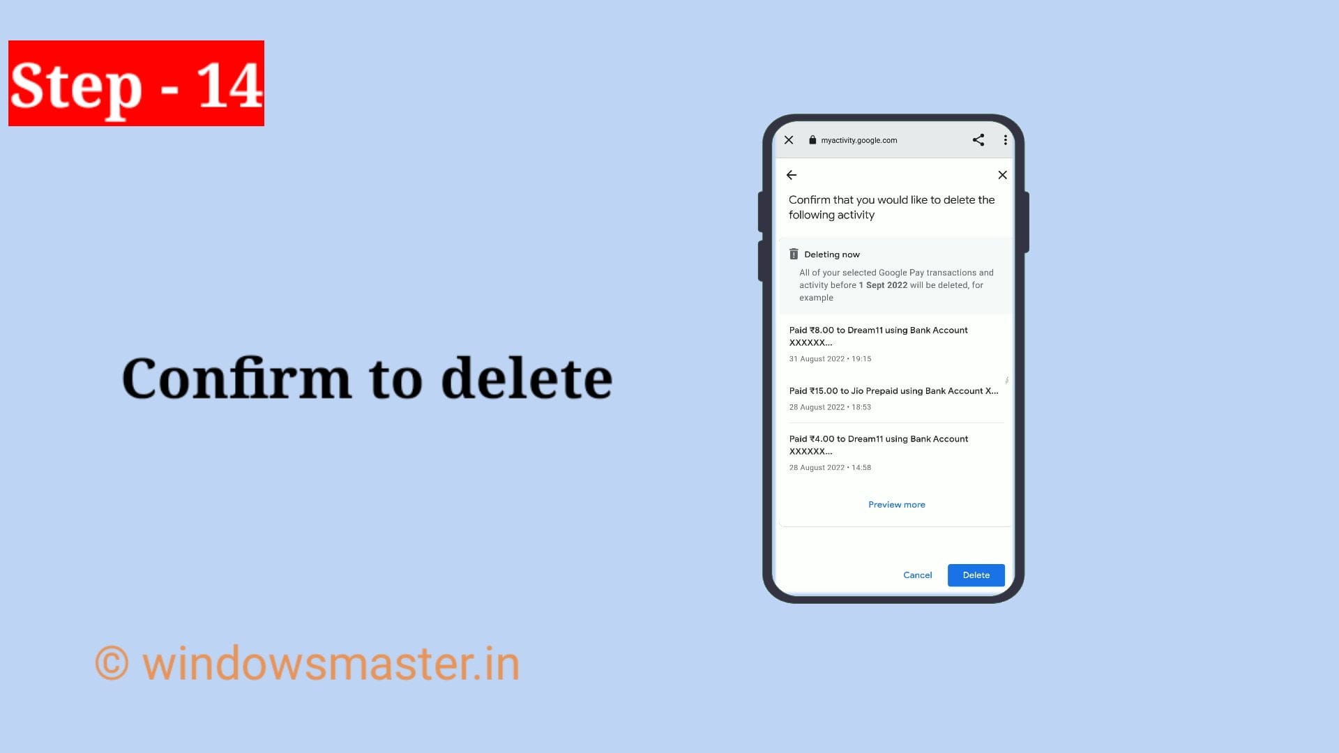 how to delete gpay transaction history